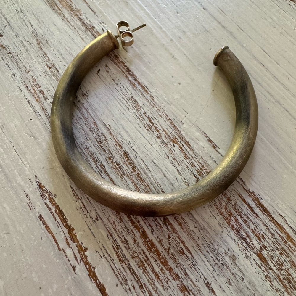 Sheila Fajl 2” Burnished Gold Hoop Earrings - Picture 3 of 3